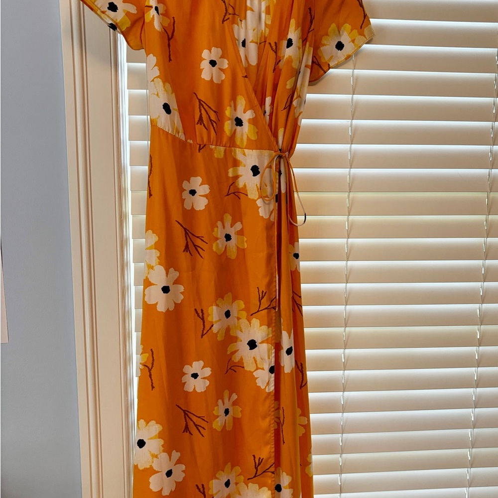 Madewell Wrap Orange Flutter Sleeve Sundress